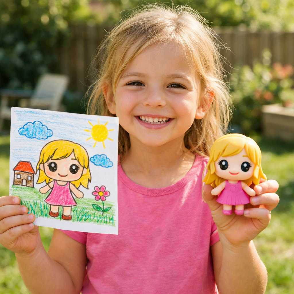 Photo2Figure physical 3D print close-up showing technical detailing