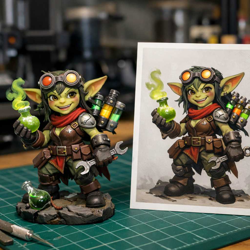 Photo2Figure display-ready physical Q-style model